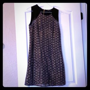 Juicy shift dress with gold flower lace overlay